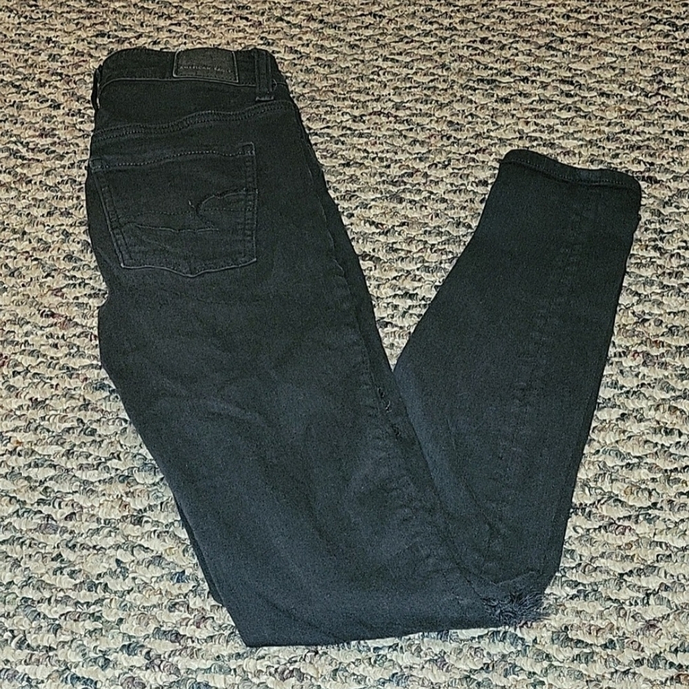 American Eagle Black Super Hi-Rise Jeggings Size 0 REG
